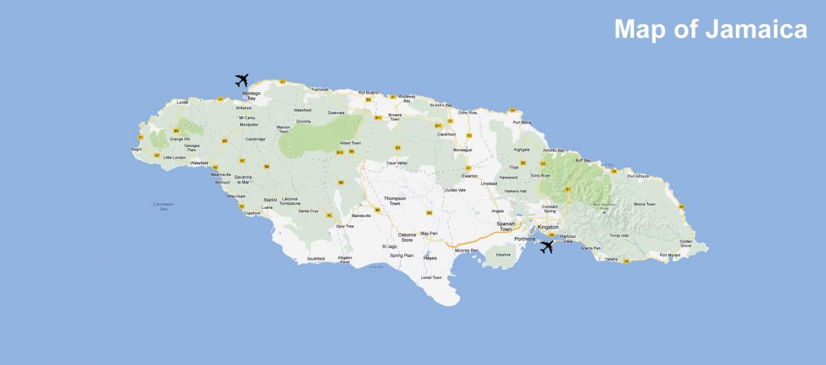 peta jamaica lapangan terbang dan resort