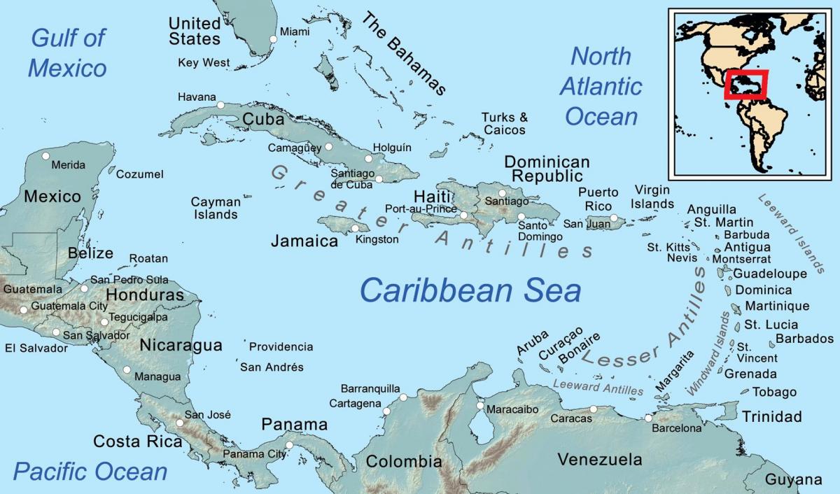peta jamaica dan sekitar pulau-pulau