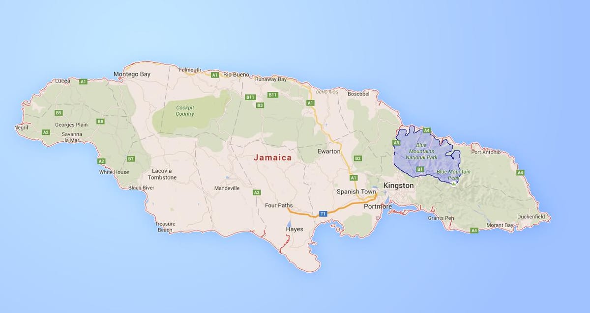 Peta gunung biru jamaica