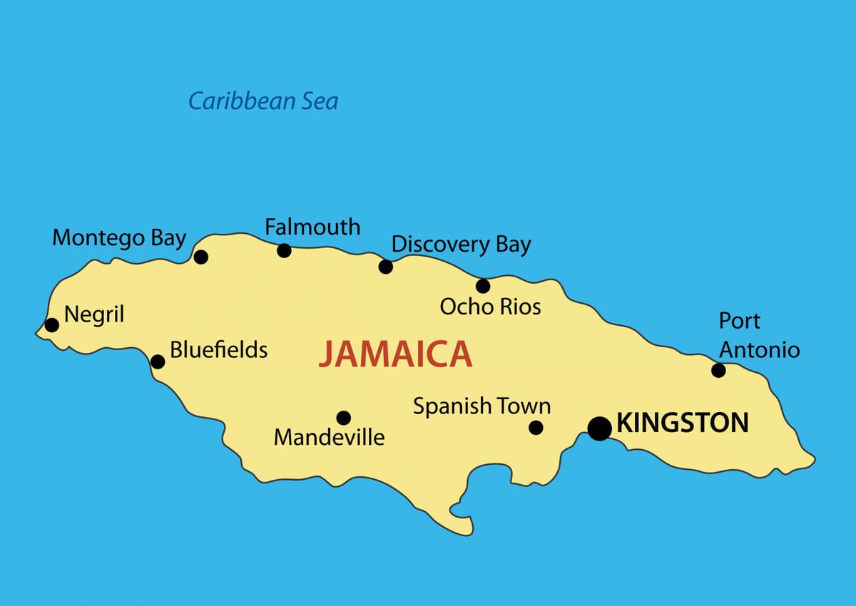 Peta bandar-bandar jamaica