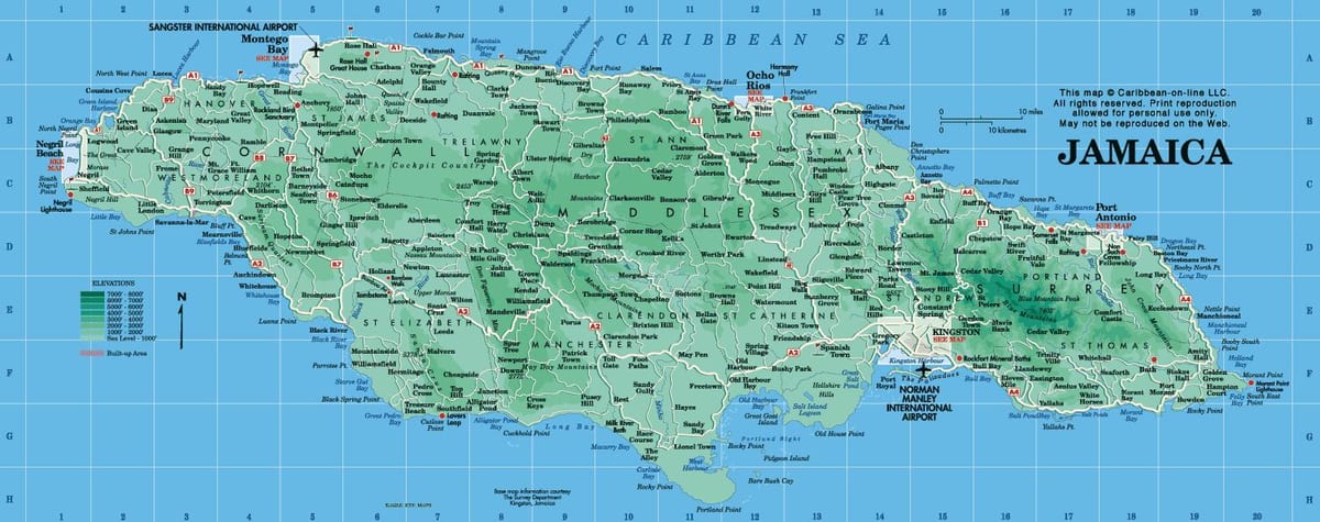 geografi peta jamaica