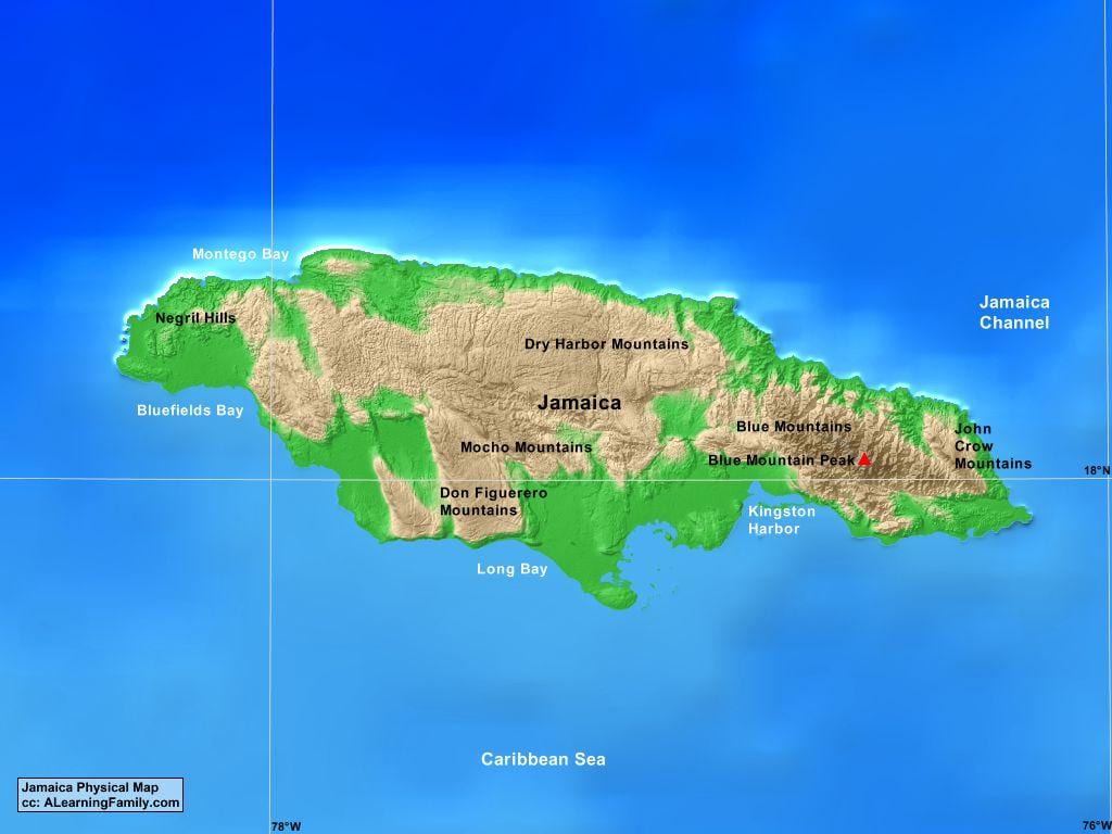Peta gunung jamaica