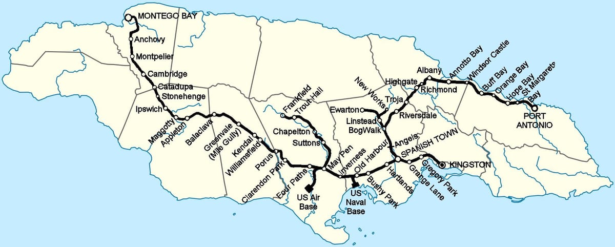 Peta kereta api jamaica