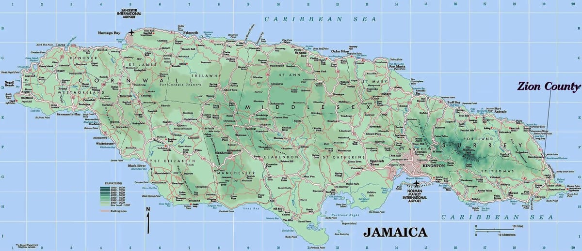 Peta jamaica pantai utara