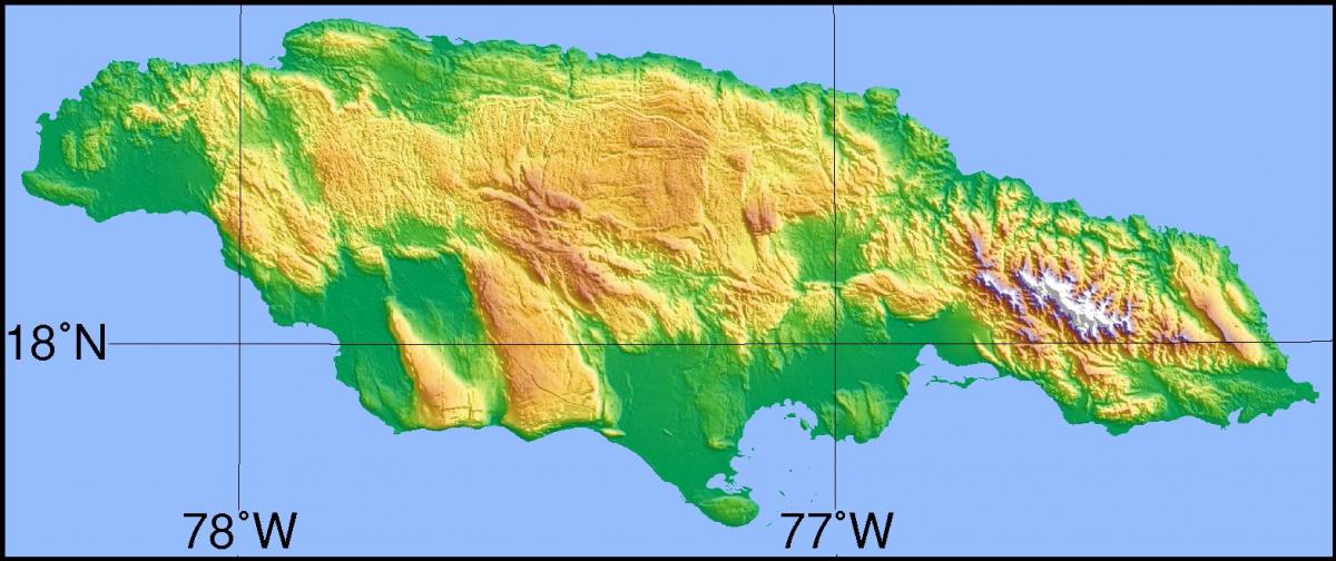 Peta topografi jamaica