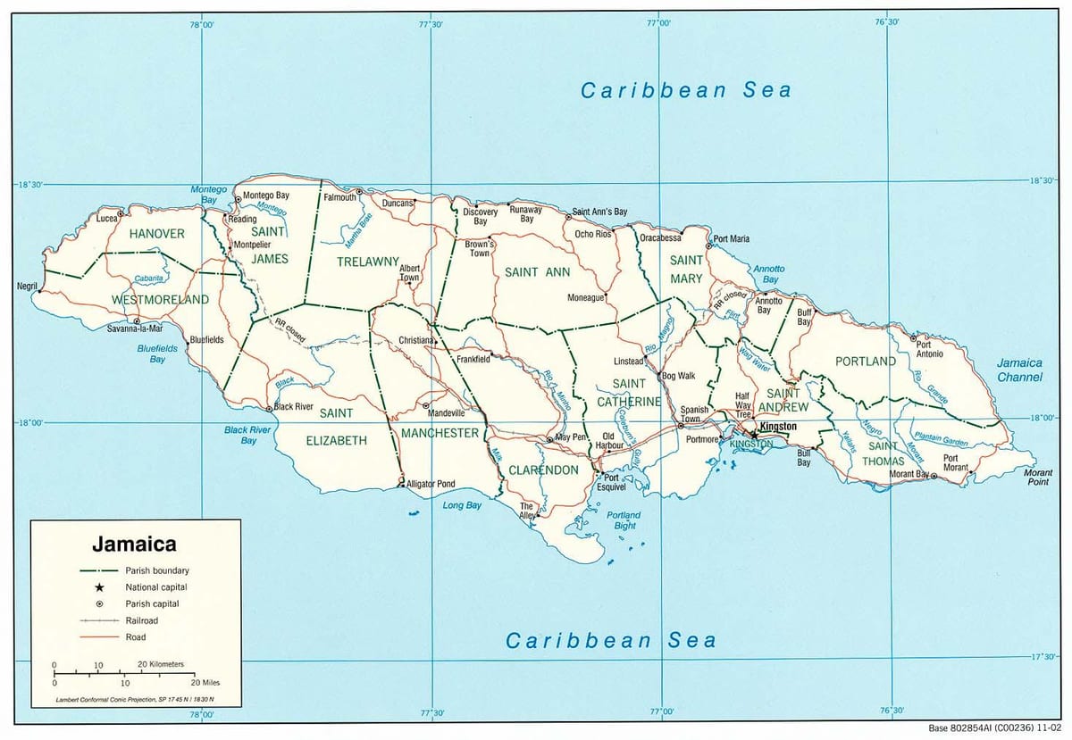 Peta sungai di jamaica