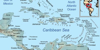 Jamaica pada peta di caribbean