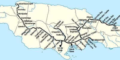 Peta kereta api jamaica