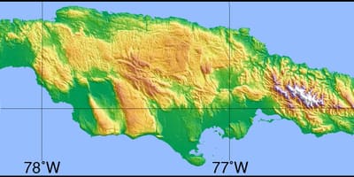 Peta topografi jamaica